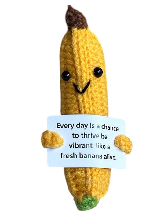 Accessories - Crochet Banana Plush with Inspirational Message NWOT
